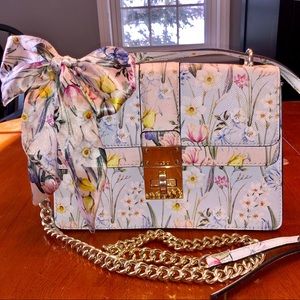 Light Blue Floral Cross Body Bag